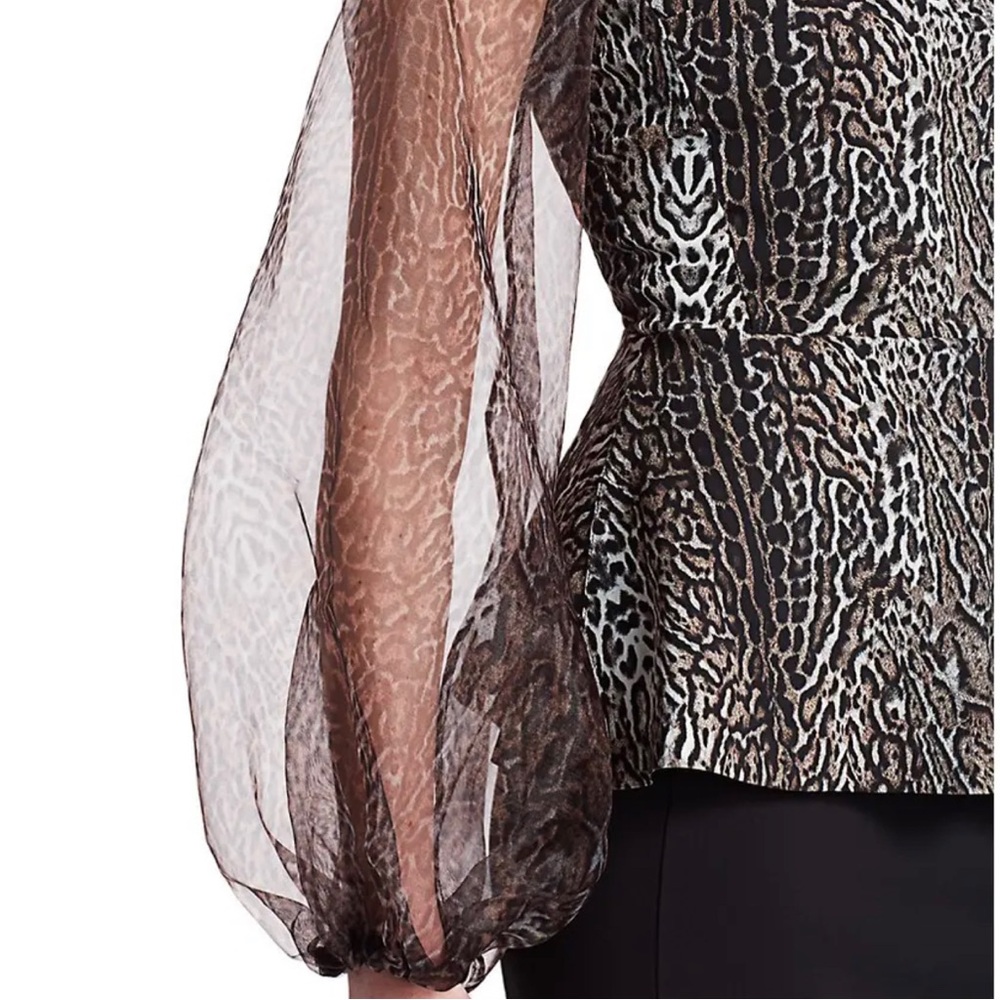 CHIARA BONI La Petite Robe Hasana Sheer Leopard Print Peplum Dress - Picture 4 of 14